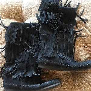 Black Fringe Boots